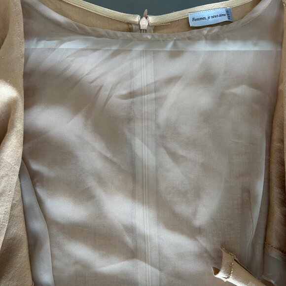 Femmes Je Vous Aime Tan Linen Dress Size Medium / Large - Picture 6 of 11